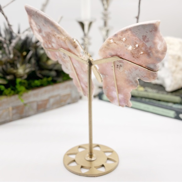 Large Hand-carved Pink Amethyst Druzy Butterfly Wings LOWEST OFFER! - Picture 3 of 6